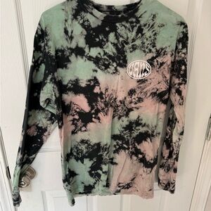 Vans Men’s Tie-Dye Long Sleeve Shirt - Black, Green, Pink